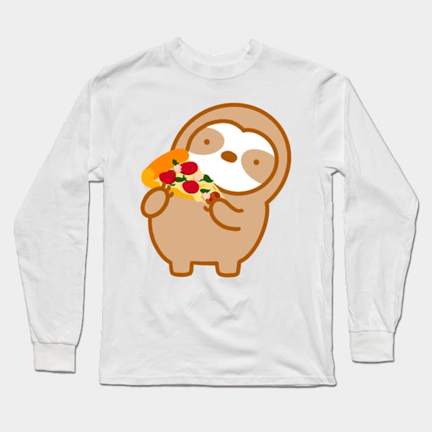 Easily Distracted By Pizza and Sloth Long Sleeve T-Shirt by theslothinme